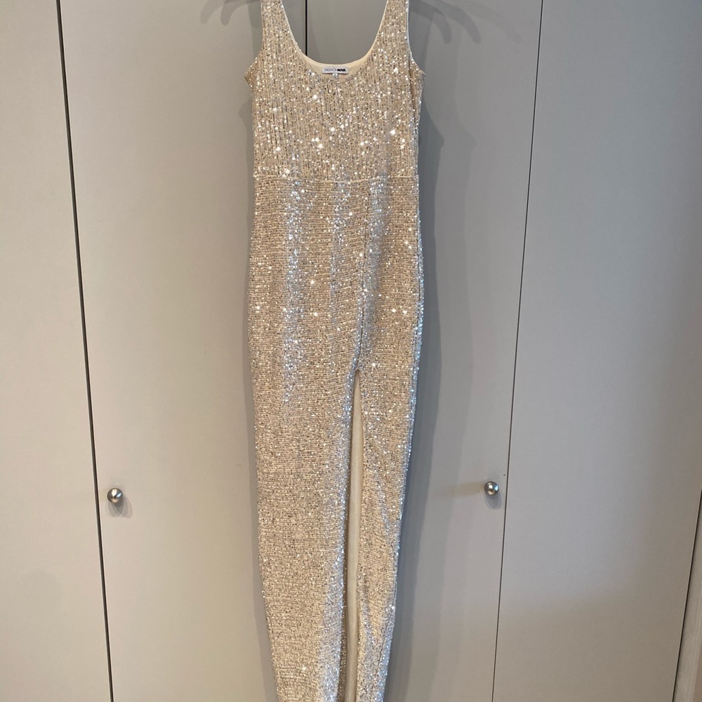 COPY - Silver Sequins gown with nude undertone